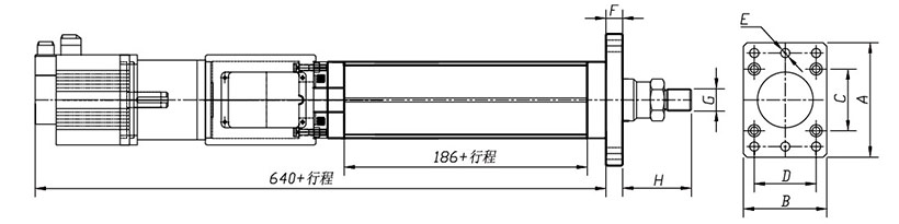 直聯(lián)式電動(dòng)缸安裝外觀尺寸圖